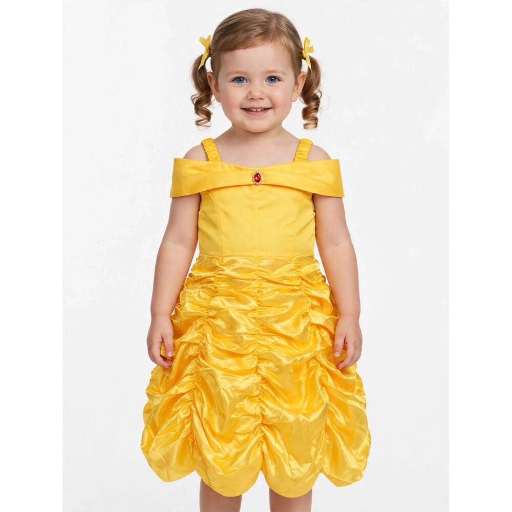 Toddler Girl Belle Princess Dress Up 3T 100 Yellow Beauty Costume Ball Gown